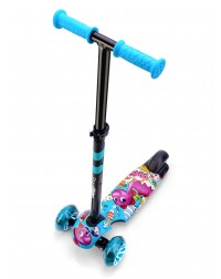 Детский трехколесный самокат со светящими колесами Small Rider Turbo 2 Cartoons (синий, розовый дино)