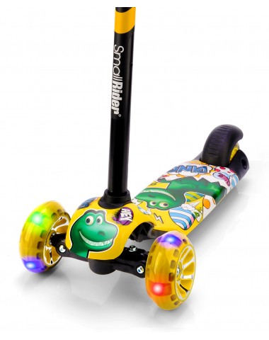 Детский трехколесный самокат со светящими колесами Small Rider Turbo 2 Cartoons (желтый, зеленый дино) Детский трехколесный самокат со светящими колесами Small Rider Turbo 2 Cartoons (желтый, зеленый дино)