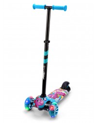 Детский трехколесный самокат со светящими колесами Small Rider Turbo 2 Cartoons (синий, розовый дино)